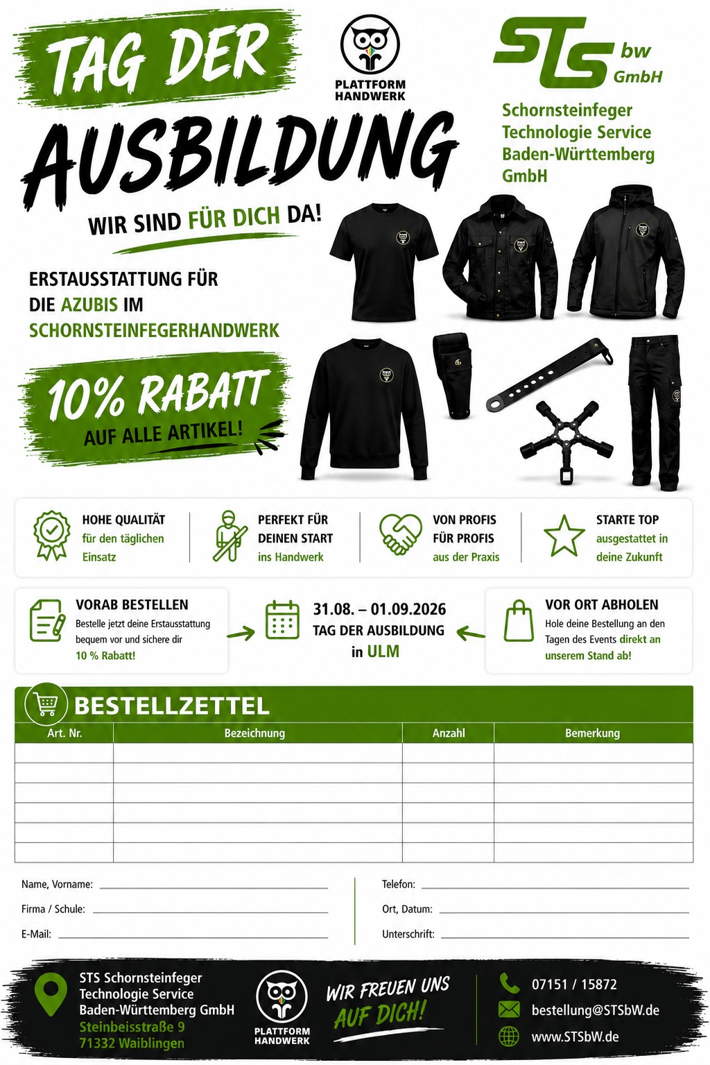 Shop-Vorbestellung Tag der Ausbildung Ulm